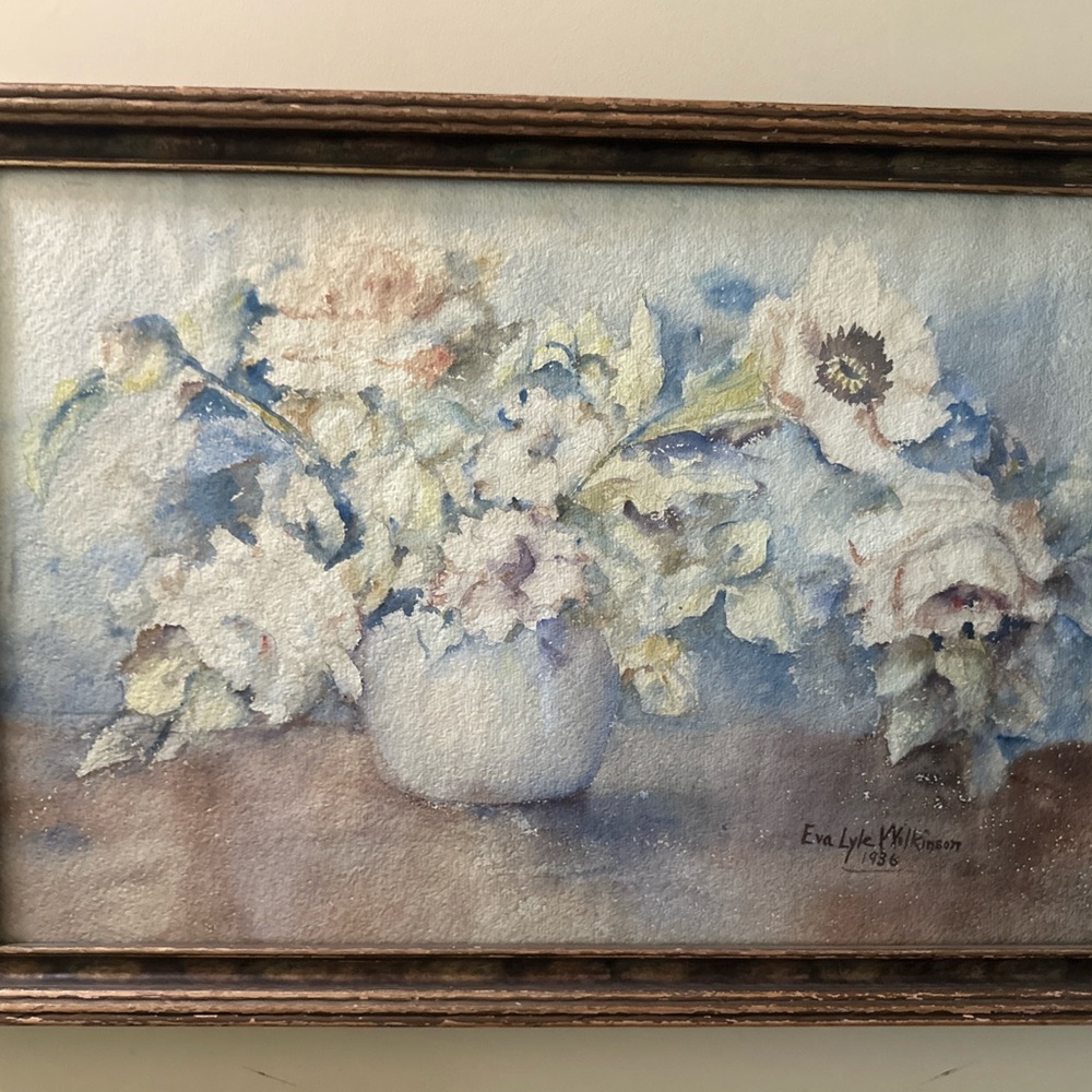 Vintage Floral Watercolor Painting by Alabama Artist Eva Lyle Wilkinson